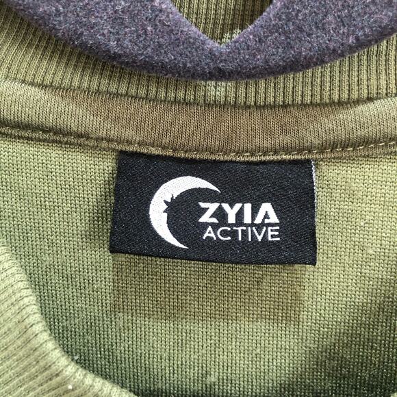 Zyia Active Women's Olive Flying V Fleece Jacket Size Medium Green Full Zip - Picture 10 of 10